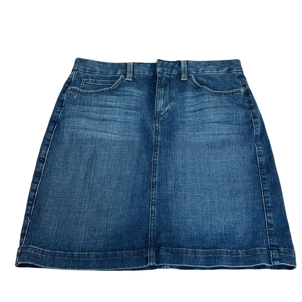 Banana Republic Women Knee Length Blue Pencil Denim Skirt Career Business‎ Sz 6